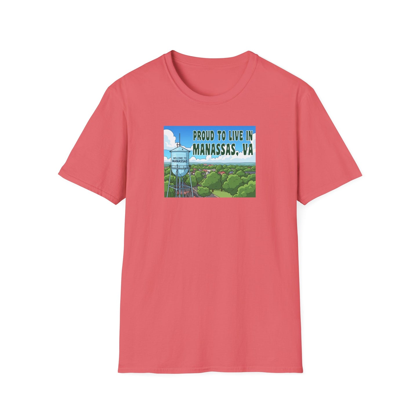 Proud to Live in Manassas T-Shirt, Unisex Softstyle Tee, Local Pride Shirt, Virginia Souvenir Shirt, Casual Gift, Community Spirit Tee