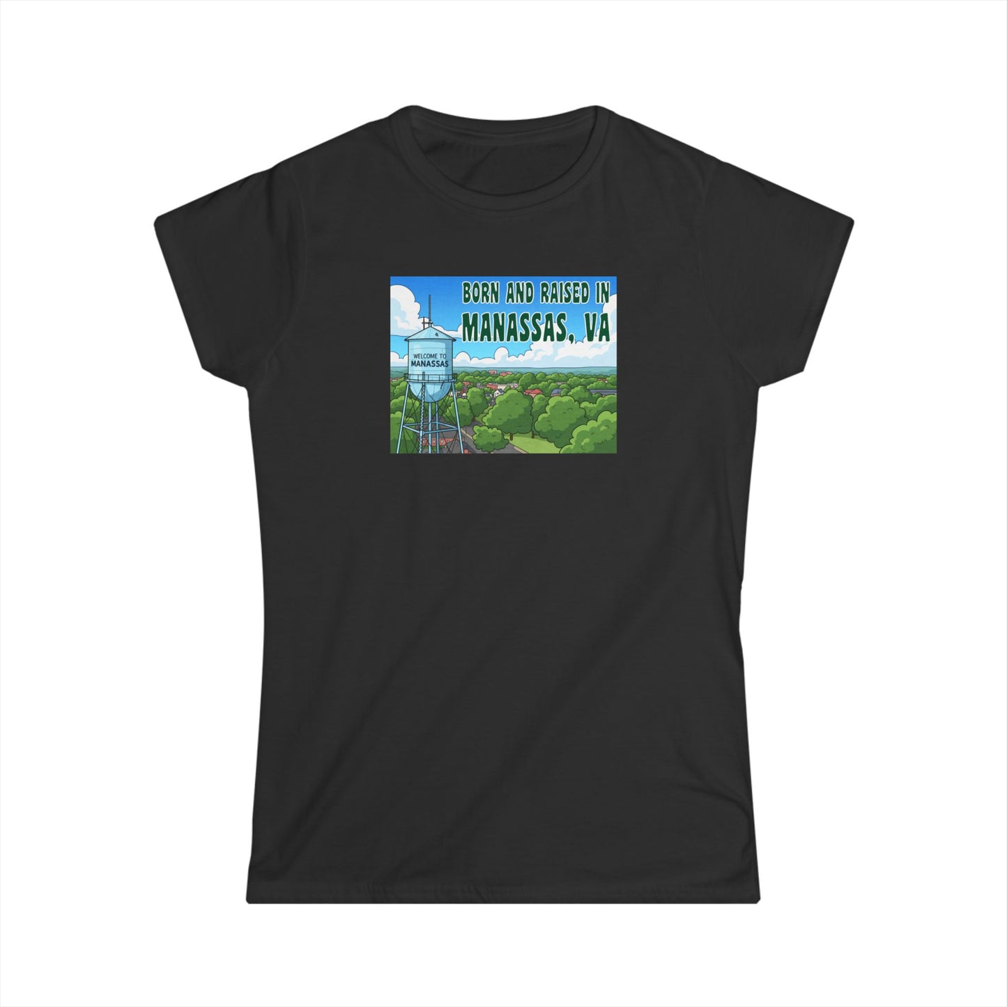 Born and Raised in Manassas, VA Women's Softstyle Tee, Virginia T-shirt, Gift for Locals, Travel Souvenir, Casual Wear, Summer Fashion