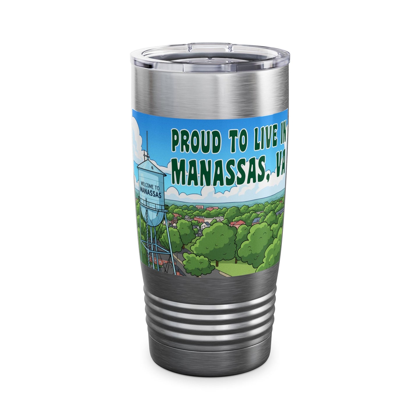 Manassas Travel Tumbler, Proud to Live in Manassas VA Mug, Gift for Locals, Outdoor Beverage Cup, Travel Accessory for Men or Women
