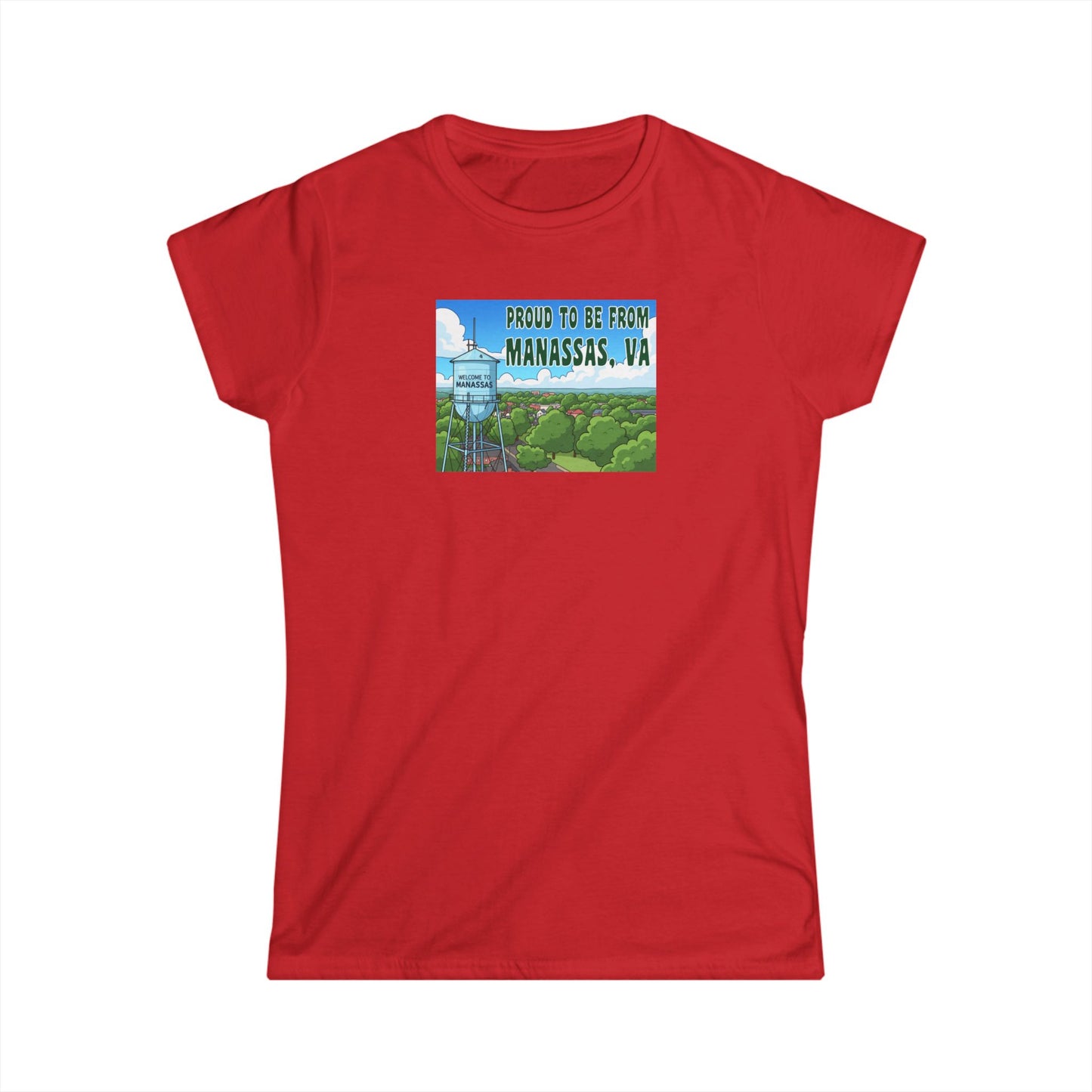 Proud to Be From Manassas Tee, Women's Softstyle Tee, Casual Wear, Gift for Virginians, Customized Souvenir, Fun Travel Shirt