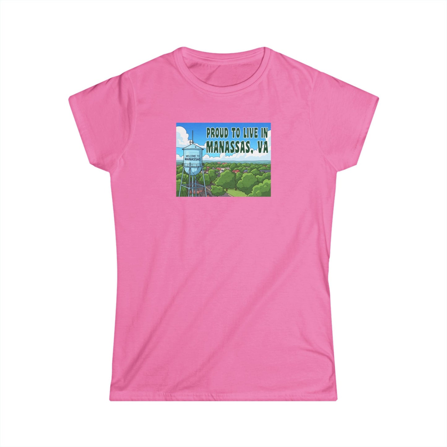 Proud to Live in Manassas, VA Women's Softstyle Tee - Casual Wear, Gift for Locals, Tourist Souvenir, Unique T-Shirt, Virginia Pride Apparel