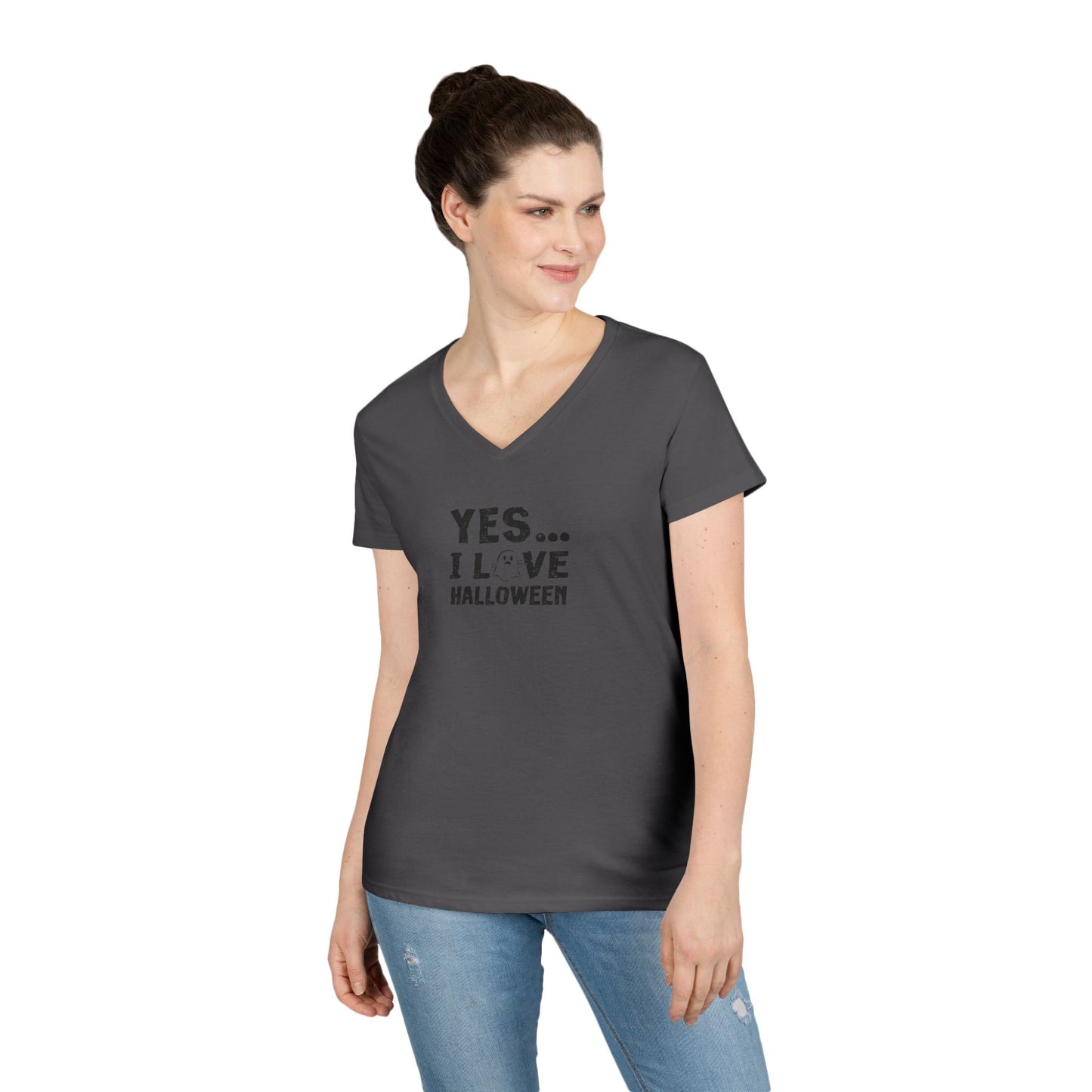 YES...I LOVE HALLOWEEN! - Ghost 2 Woman's V-Neck T-Shirt