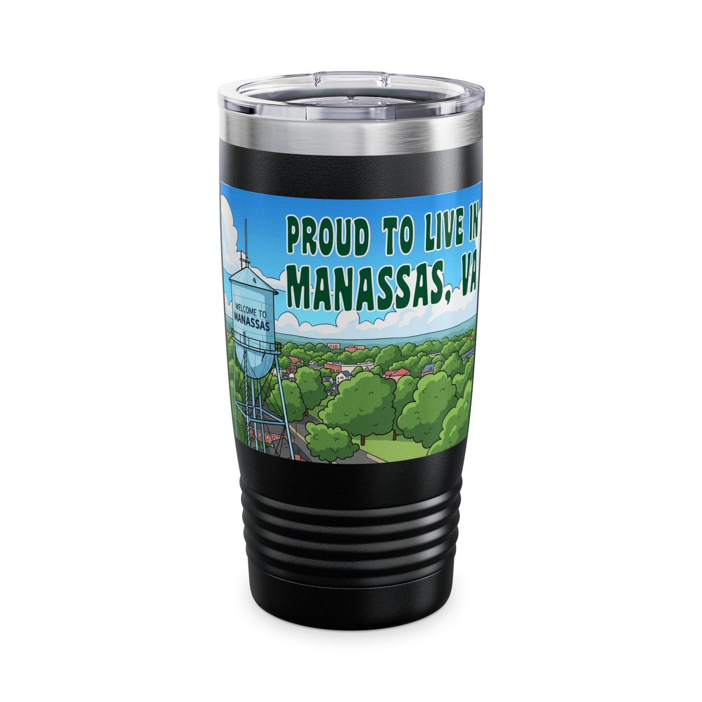 Manassas Travel Tumbler, Proud to Live in Manassas VA Mug, Gift for Locals, Outdoor Beverage Cup, Travel Accessory for Men or Women