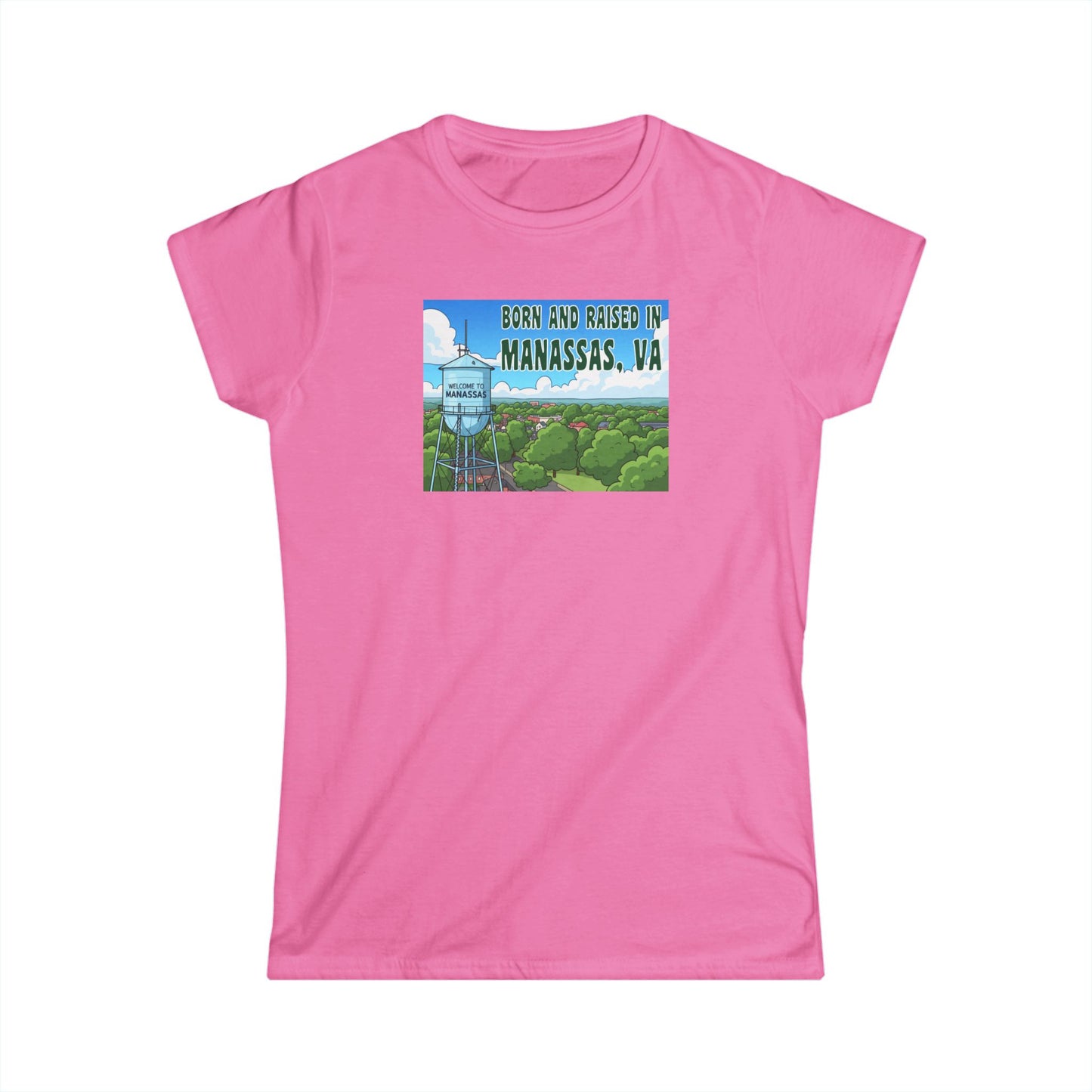 Born and Raised in Manassas, VA Women's Softstyle Tee, Virginia T-shirt, Gift for Locals, Travel Souvenir, Casual Wear, Summer Fashion
