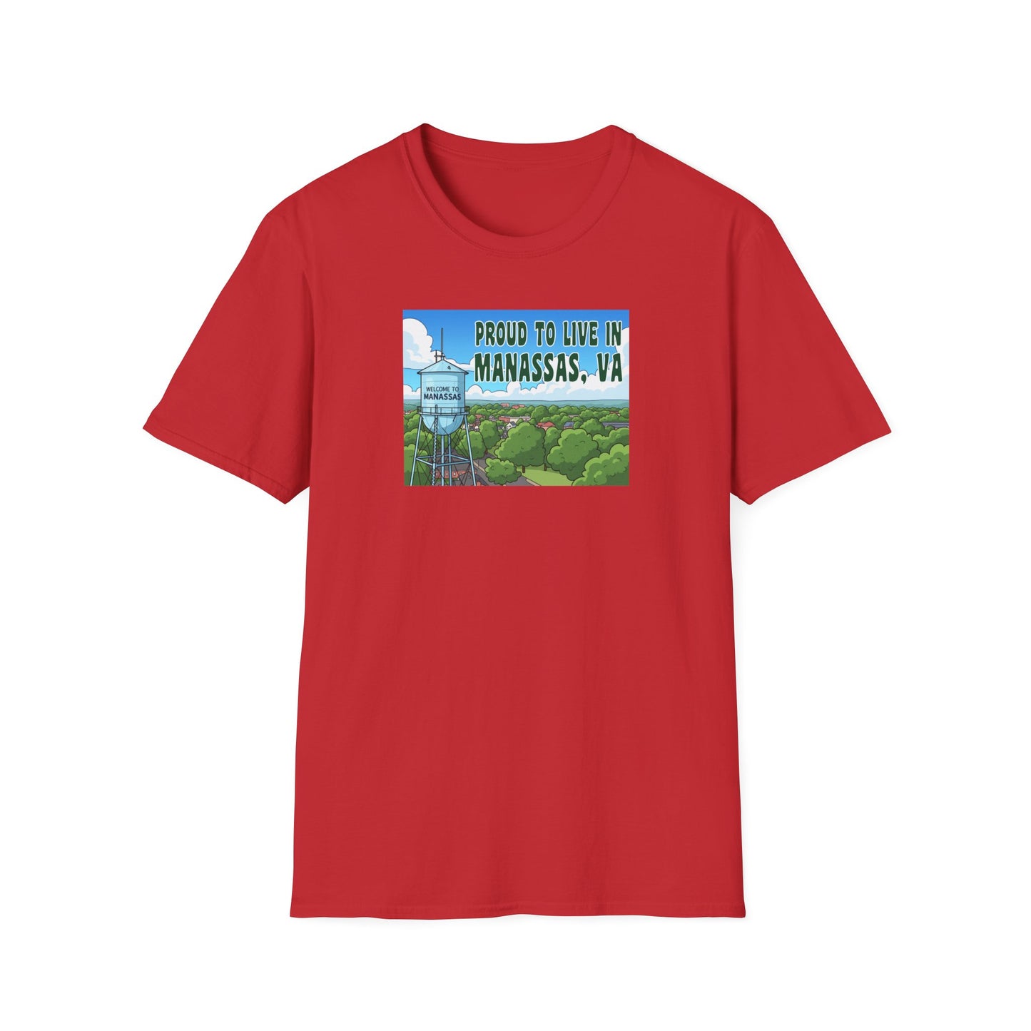 Proud to Live in Manassas T-Shirt, Unisex Softstyle Tee, Local Pride Shirt, Virginia Souvenir Shirt, Casual Gift, Community Spirit Tee