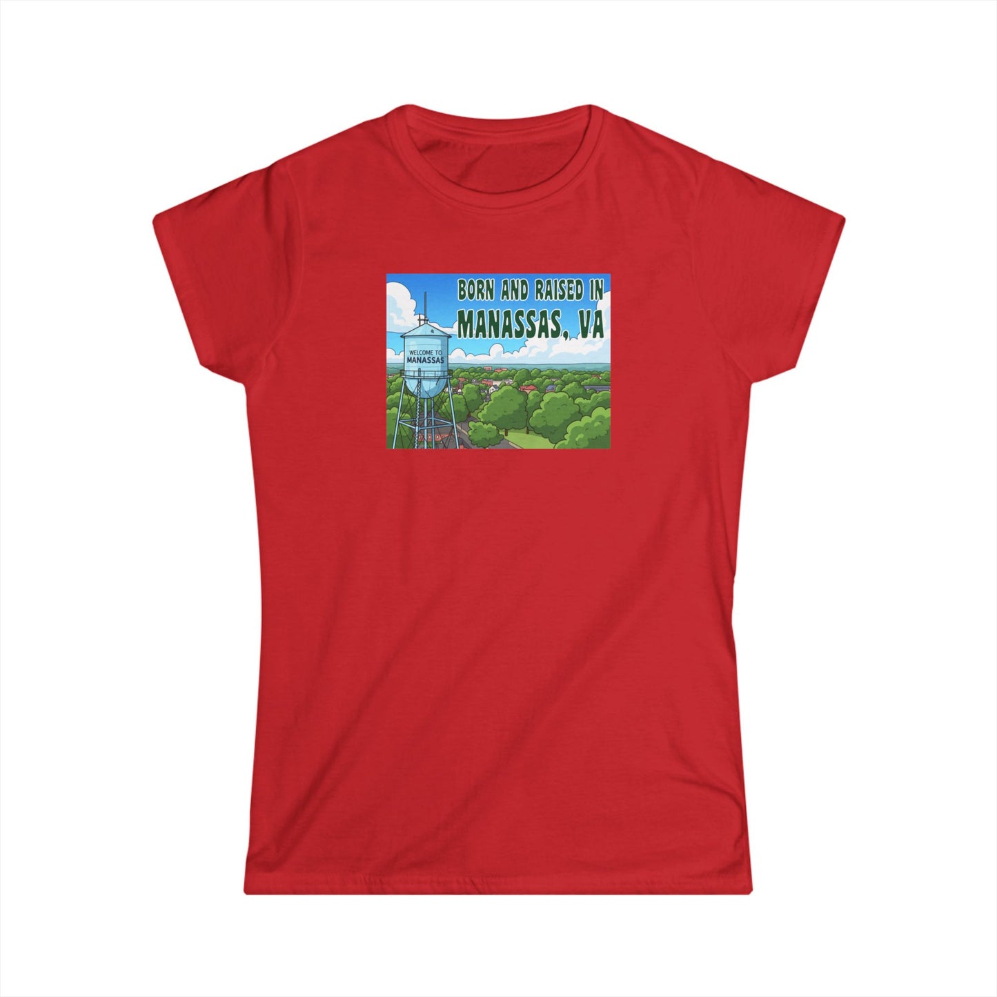 Born and Raised in Manassas, VA Women's Softstyle Tee, Virginia T-shirt, Gift for Locals, Travel Souvenir, Casual Wear, Summer Fashion