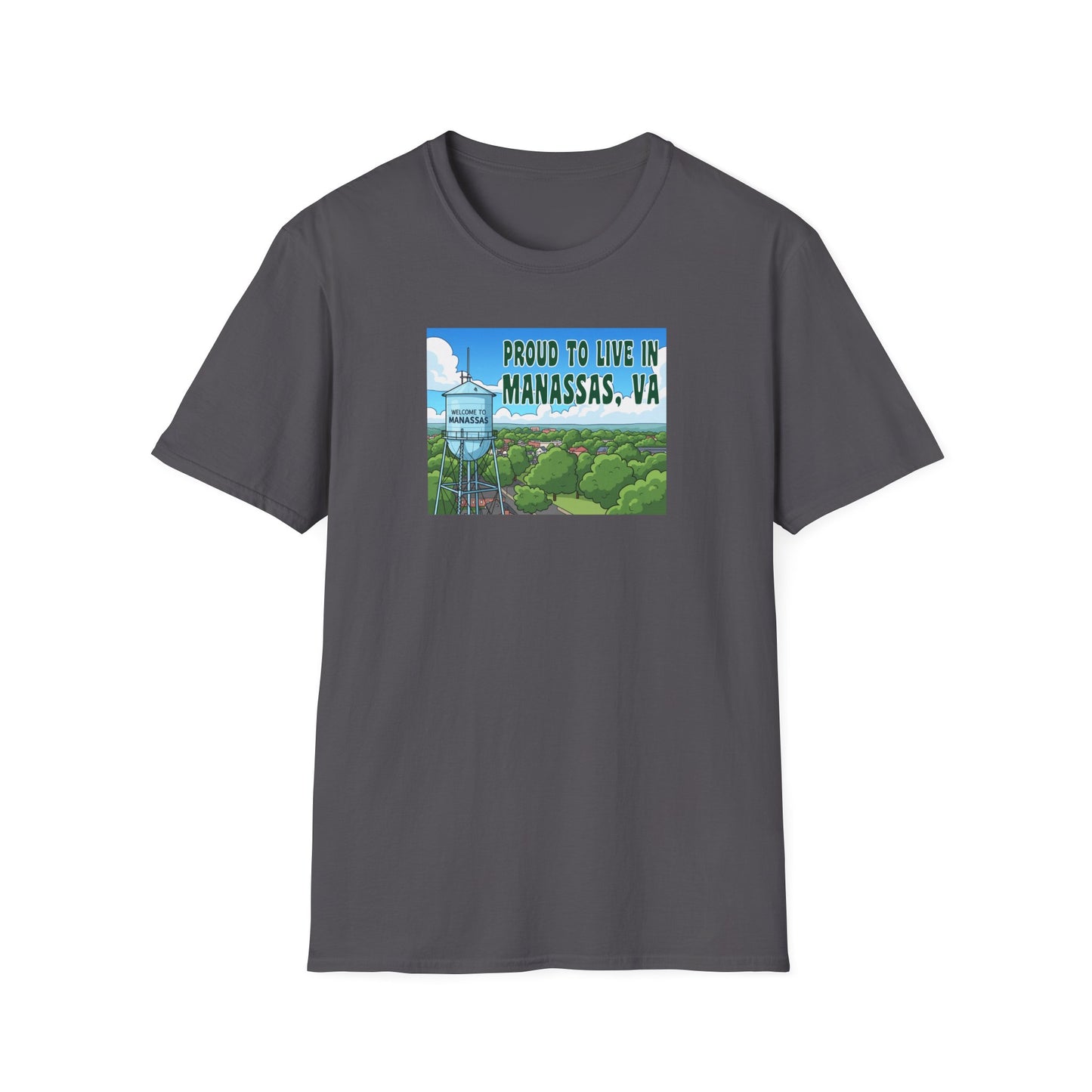 Proud to Live in Manassas T-Shirt, Unisex Softstyle Tee, Local Pride Shirt, Virginia Souvenir Shirt, Casual Gift, Community Spirit Tee
