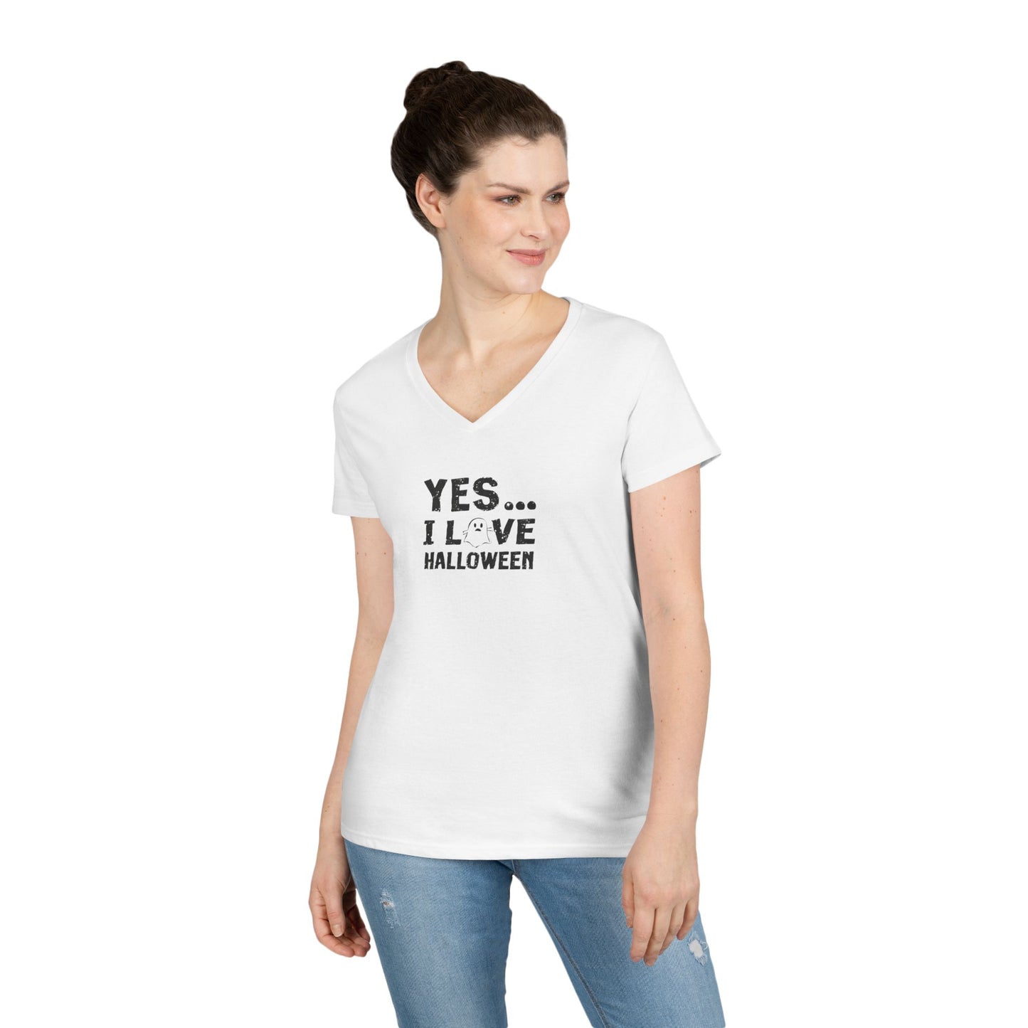YES...I LOVE HALLOWEEN! - Ghost 2 Woman's V-Neck T-Shirt