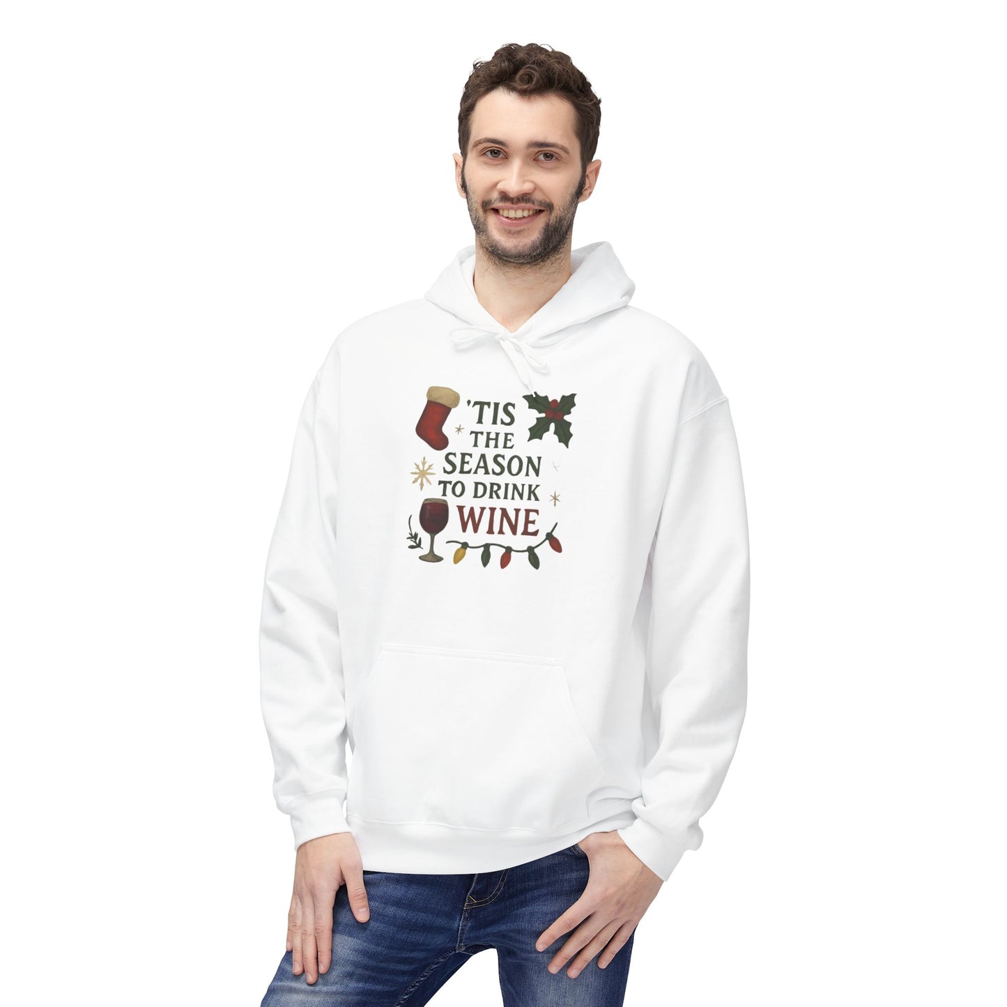 Tis The Season To Drink Wine - 1 - Pull Over Hoodie