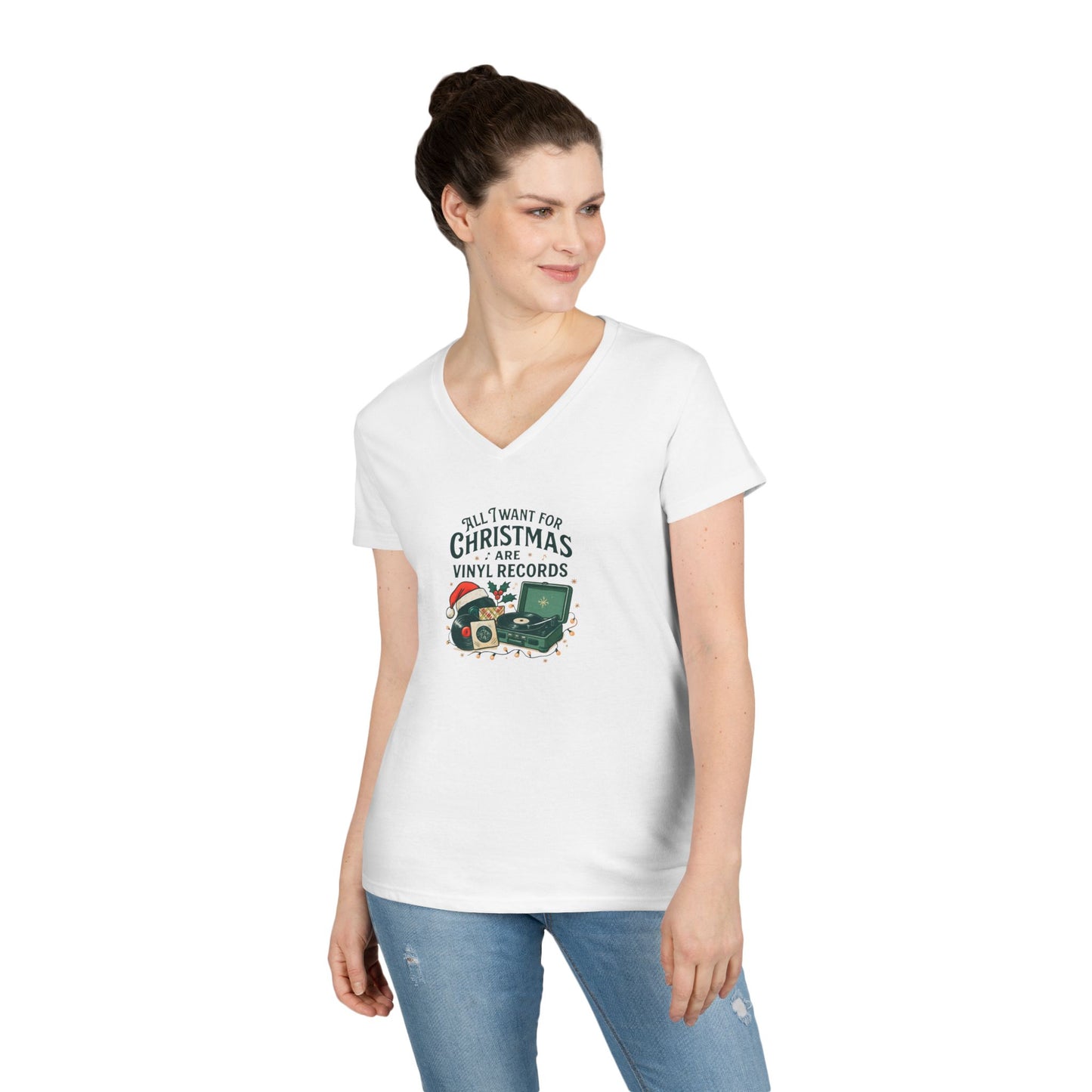 All I Want for Christmas Are Vinyl Records - Woman's V Neck