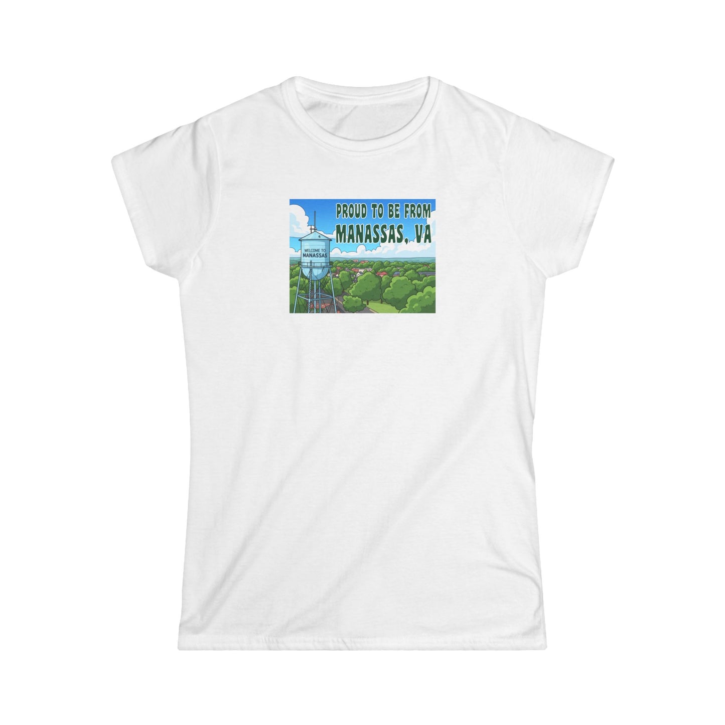 Proud to Be From Manassas Tee, Women's Softstyle Tee, Casual Wear, Gift for Virginians, Customized Souvenir, Fun Travel Shirt