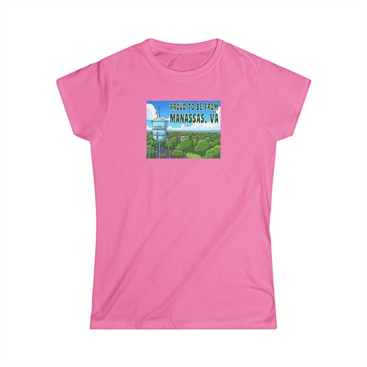 Proud to Be From Manassas Tee, Women's Softstyle Tee, Casual Wear, Gift for Virginians, Customized Souvenir, Fun Travel Shirt