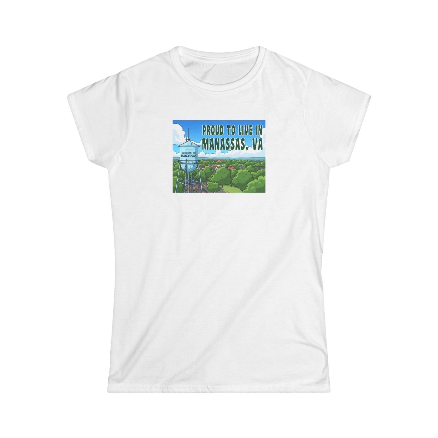 Proud to Live in Manassas, VA Women's Softstyle Tee - Casual Wear, Gift for Locals, Tourist Souvenir, Unique T-Shirt, Virginia Pride Apparel
