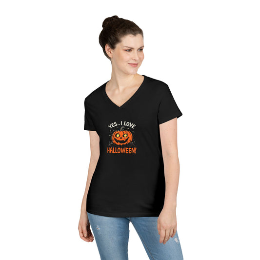 YES...I LOVE HALLOWEEN! - Pumpkin 1 Woman's V-Neck T-Shirt