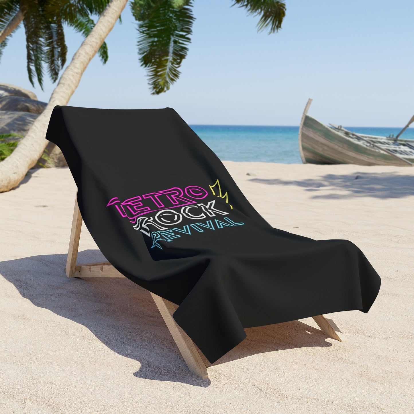 Retro Rock Revival - Beach Towel