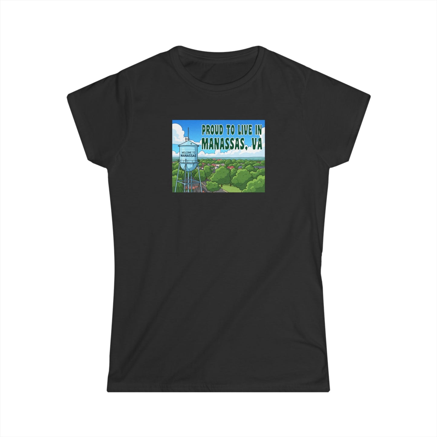 Proud to Live in Manassas, VA Women's Softstyle Tee - Casual Wear, Gift for Locals, Tourist Souvenir, Unique T-Shirt, Virginia Pride Apparel