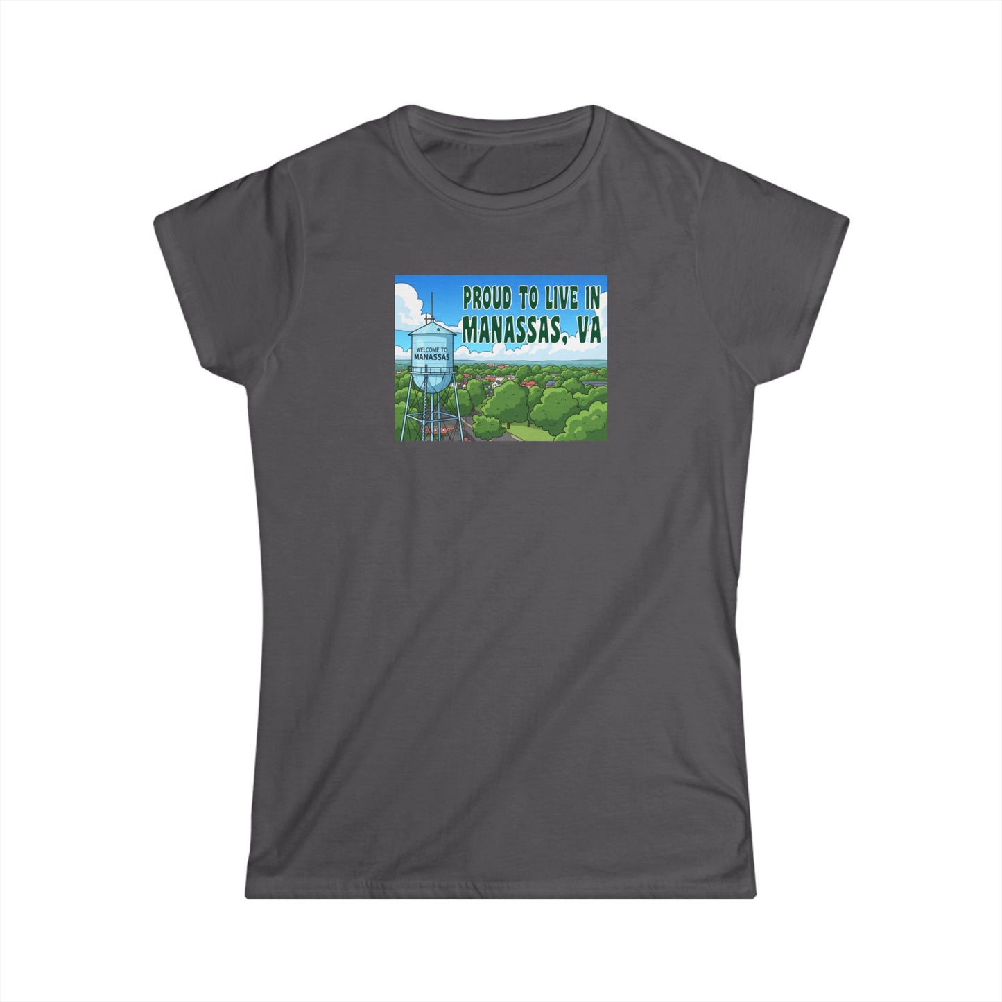Proud to Live in Manassas, VA Women's Softstyle Tee - Casual Wear, Gift for Locals, Tourist Souvenir, Unique T-Shirt, Virginia Pride Apparel