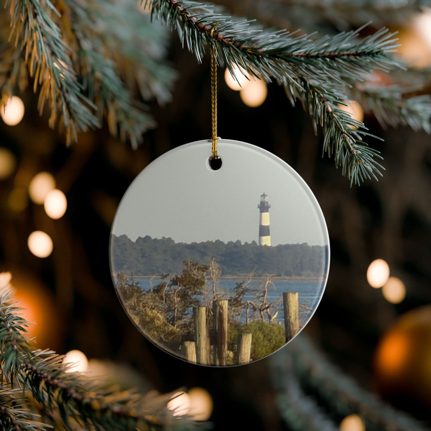 Lighthouse Coastal Ceramic Ornament