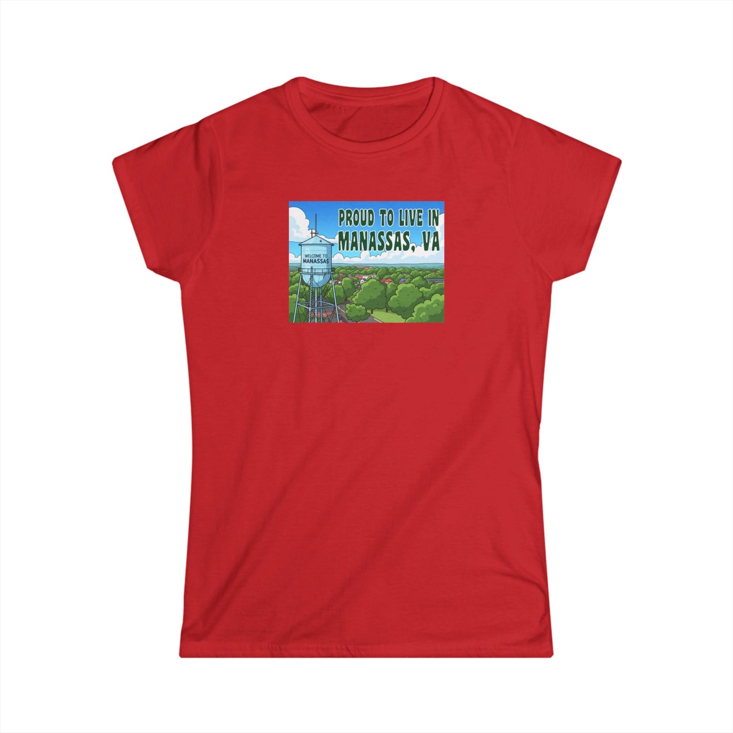 Proud to Live in Manassas, VA Women's Softstyle Tee - Casual Wear, Gift for Locals, Tourist Souvenir, Unique T-Shirt, Virginia Pride Apparel