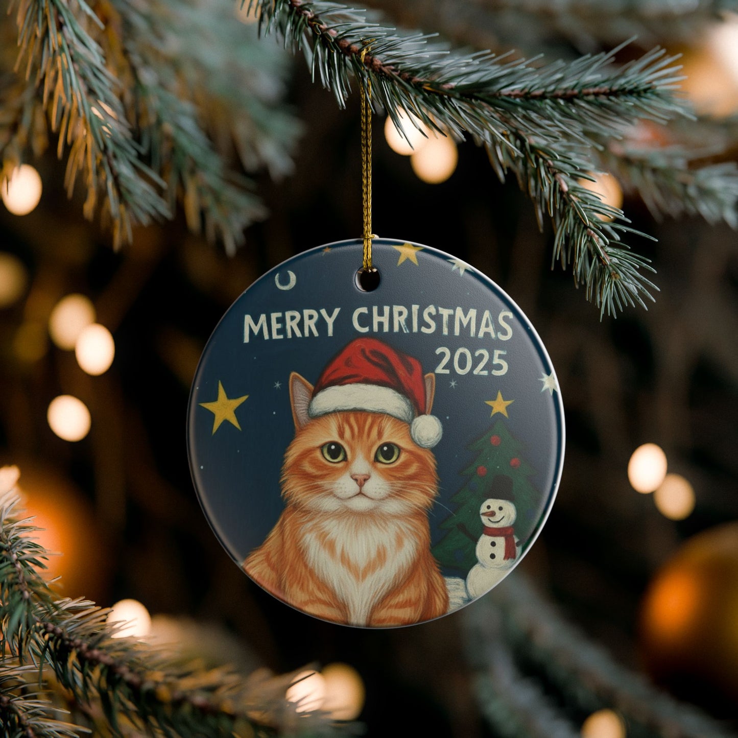 Orange Tabby Cat Christmas 2025 - Ceramic